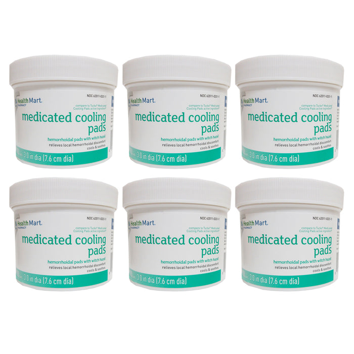 6 Jars Medicated Cooling Pads 100ct Each Hemorrhoidal with Witch Hazel Cleansing