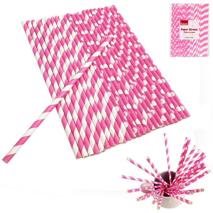 120 Pink Straws Paper Biodegradable Wedding Birthday Party Supplies Baby Shower