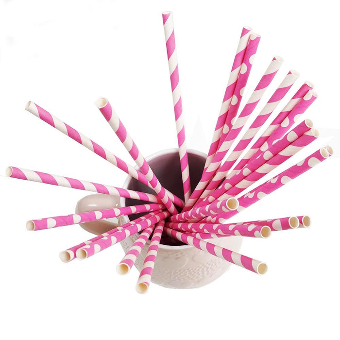 120 Pink Straws Paper Biodegradable Wedding Birthday Party Supplies Baby Shower
