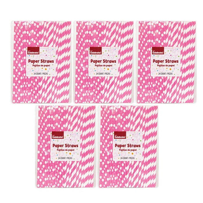 120 Pink Straws Paper Biodegradable Wedding Birthday Party Supplies Baby Shower