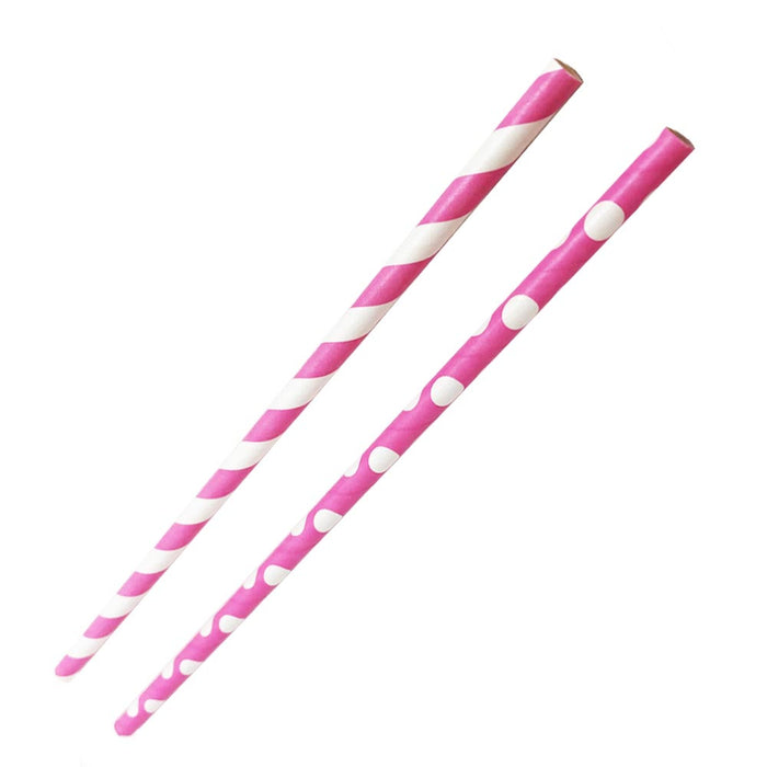 72 Biodegradable Pink Straws Paper Stripe Party Supplies Bridal Wedding Birthday