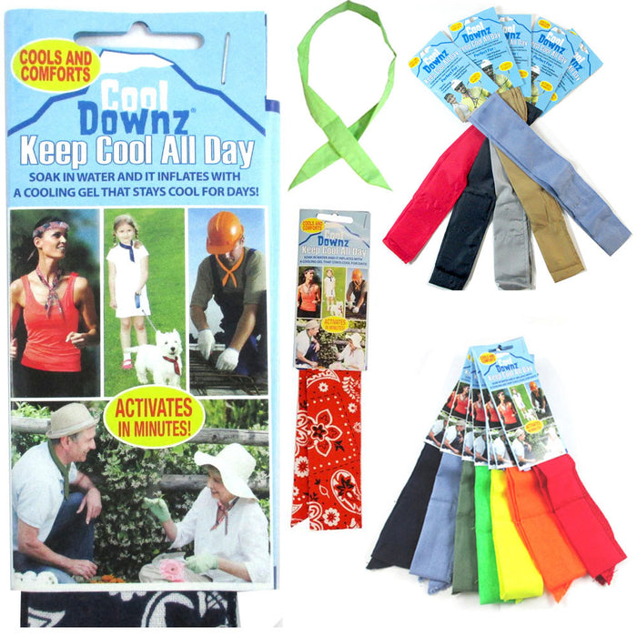 6 Pc Cooling Towel Bandana Headband Chilly Pad Water Cool Downz Head Neck Heat