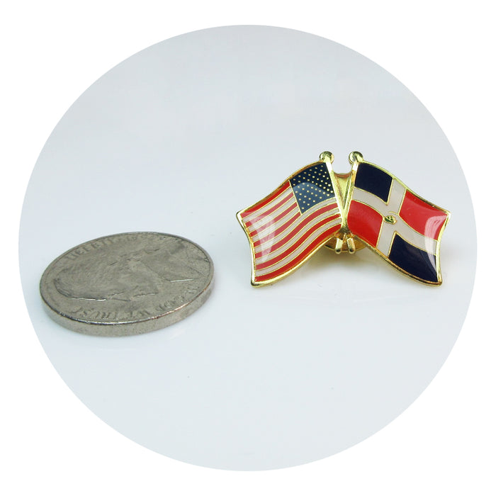 1 American & Dominican Republic Crossed Flags Lapel Pin Friendship Hat Cap Gift