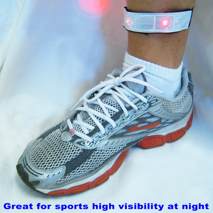2pc High Visibility Reflective Arm Leg Bands 4 Led Lights Strap Bike Run Cycling
