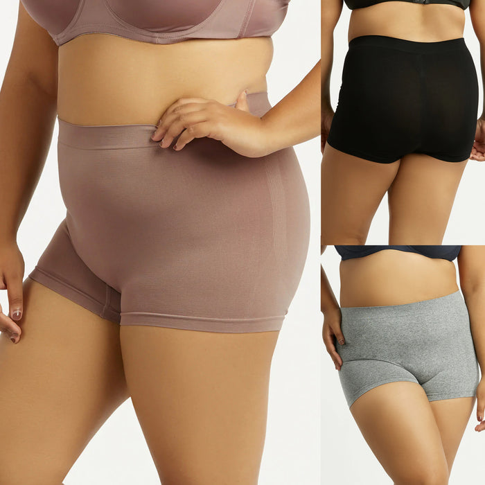 6 Pc Womens Seamless Soft Boyshort Sport Panties Plus Size Underwear Lingerie