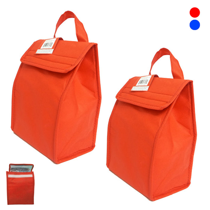 2 Insulated Cold Canvas Stripe Picnic Carry Case Thermal Portable Lunch Bag Tote