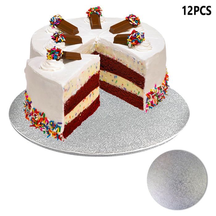 12 Pack Silver Round Cake Drums 12" Sturdy Boards Circle Base Cardboard Trays