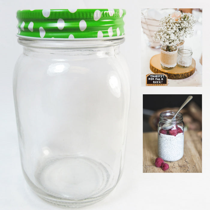 3 Set Clear Mason Jars 18oz Wide Mouth Glass Lids Jelly Canning Pint Wedding New