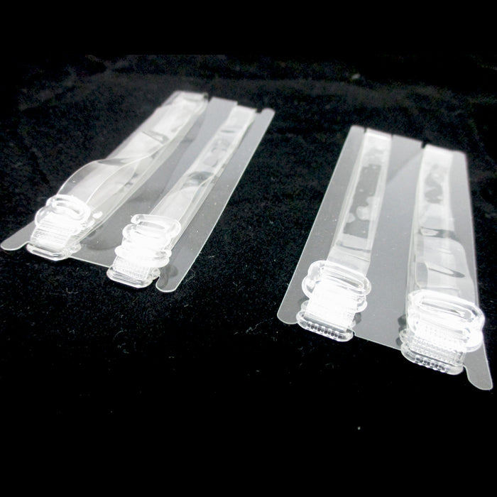 4 Pair Lady Invisible Clear Transparent Bra Shoulder Straps Adjustable Clasp Set