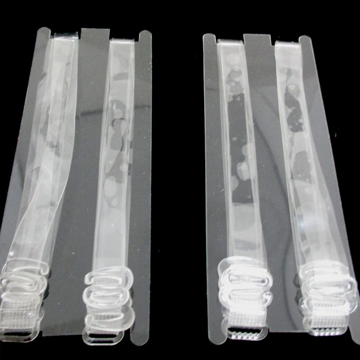 4 Pair Lady Invisible Clear Transparent Bra Shoulder Straps Adjustable Clasp Set