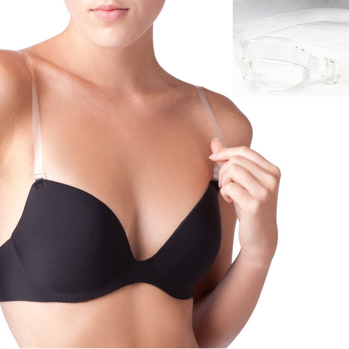 4 Pair Lady Invisible Clear Transparent Bra Shoulder Straps Adjustable Clasp Set