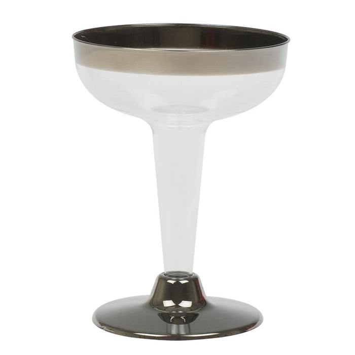 5Pcs Champagne Wine Flutes Plastic Glasses Silver 4.5oz Wedding Party Disposable
