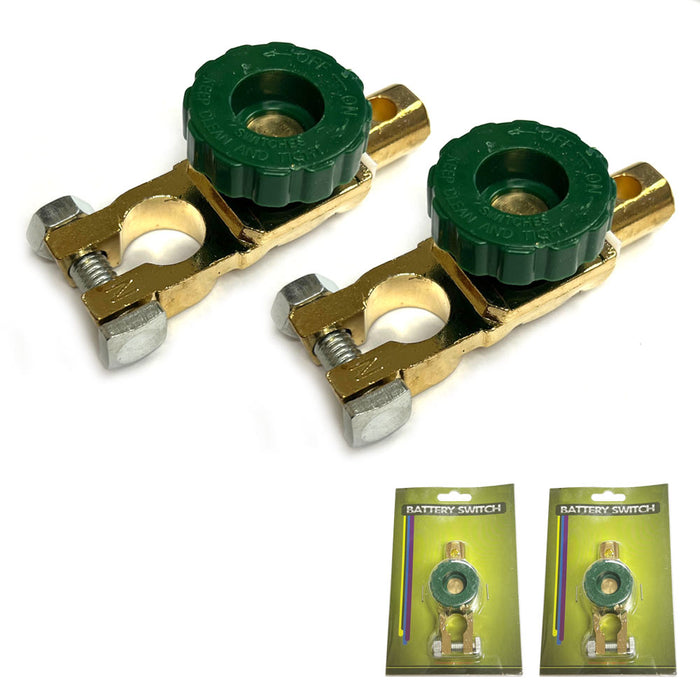 2 Auto Battery Link Terminal Brass Quick Cutoff Disconnect Master Kill Switch