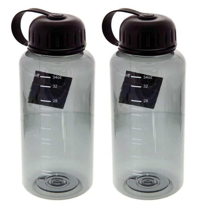 2 Pack Wide Mouth 34oz Water Bottles BPA Free Grip Gulp Sports Drinking Gym Hike