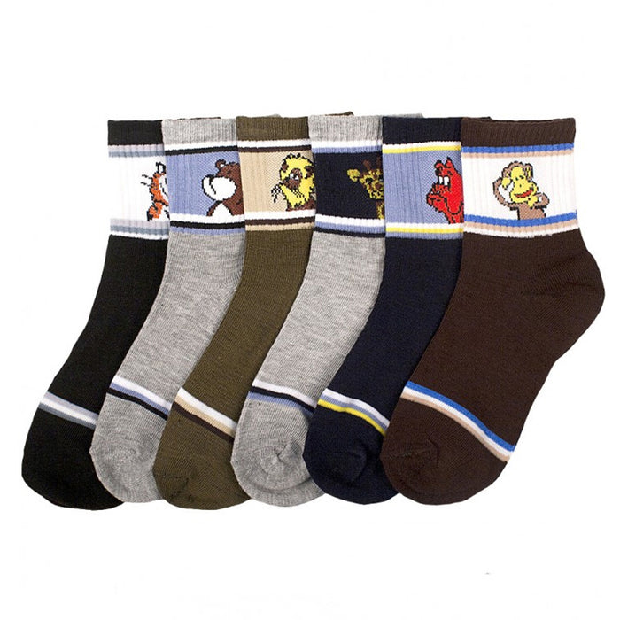 6 Pairs Infant Boy Socks Newborn Shoe Size 0-12 Months Warm Cartoon Design