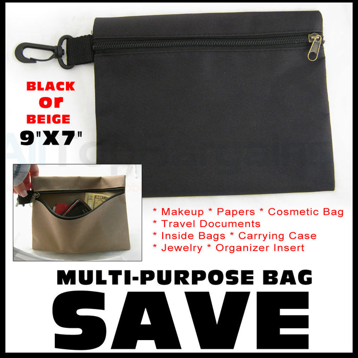 3 Pack Lot Multi Purpose Zippered Organizer Clip On Tool Pouch Bags Hanging Case