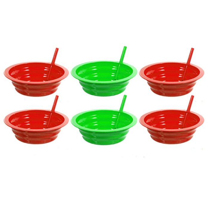 6 Toddler Cereal Sip Bowl With Straw Kids Plastic Durable Plate Dishwasher Safe