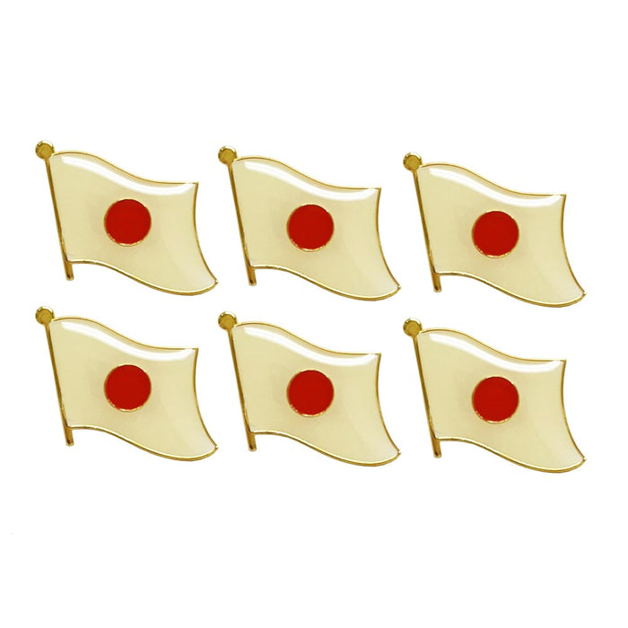 6Pc Japan Country Flag Lapel Pin Enamel Badge Support Patriotic Souvenir Hat Tie