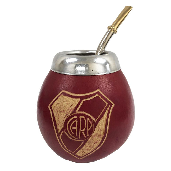 Argentina Mate Gourd River Plate Set Bombilla Straw Cup Hand Carved CARP Yerba