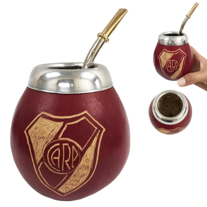 Argentina Mate Gourd River Plate Set Bombilla Straw Cup Hand Carved CARP Yerba
