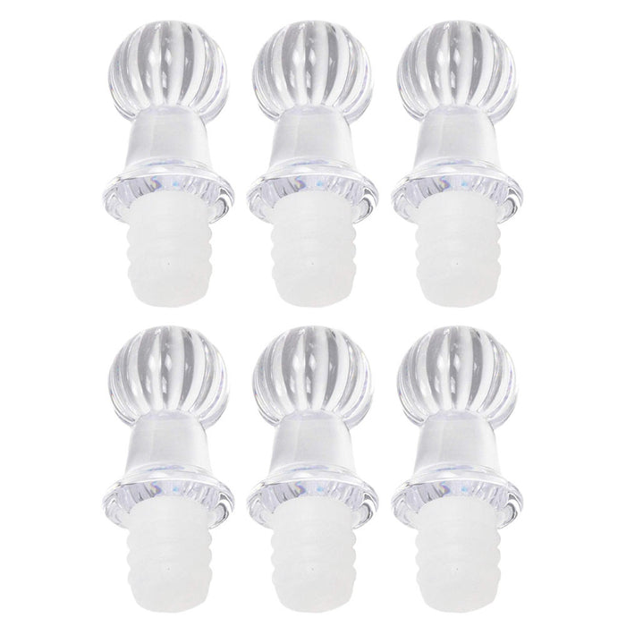 6 Pack Acrylic Bottle Stoppers Crystal Clear Airtight Silicone Seal Wine Plug