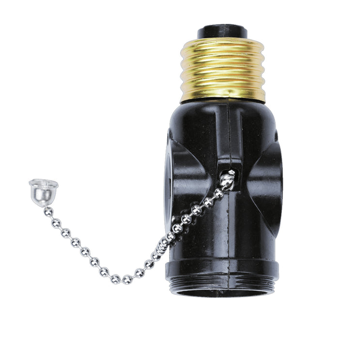 2 Outlet Light Bulb Socket Adapter Converters Plus Two Outlets Pull Chain Switch