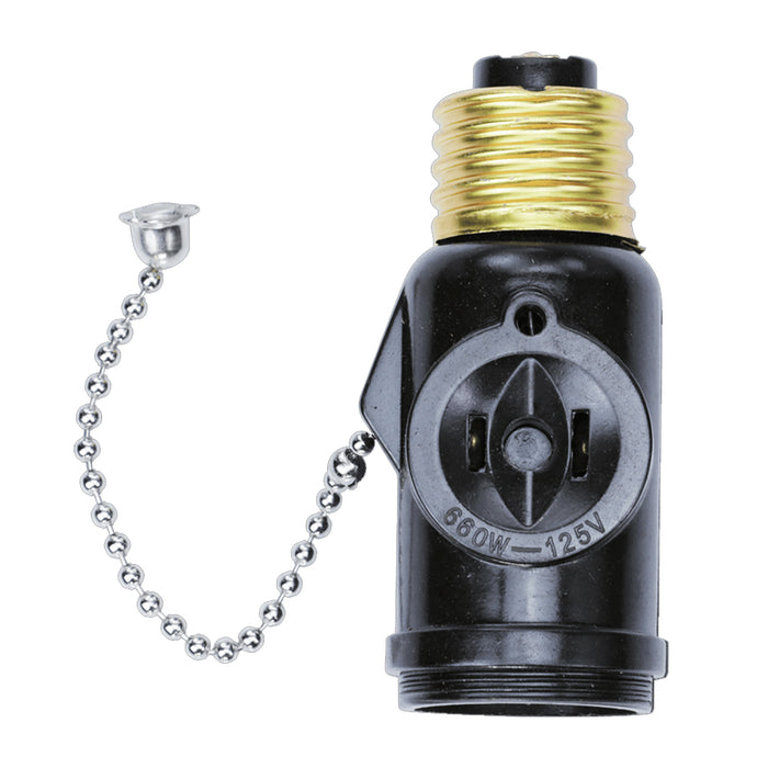 Light Bulb Socket Adapter Pull Chain Control Switch Two Outlet Power Receptacle