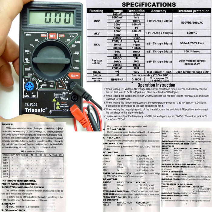 Portable Digital Multimeter Lcd AC DC Voltage Electronic Meter Tester Voltmeter