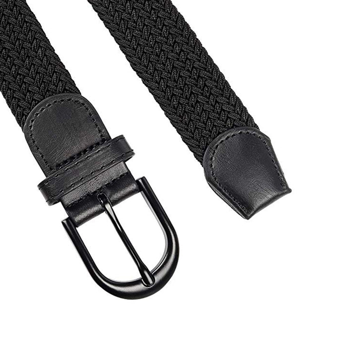 Mens Elastic Stretch Leather Belt Buckle Casual Formal Dress Golf Braided Med