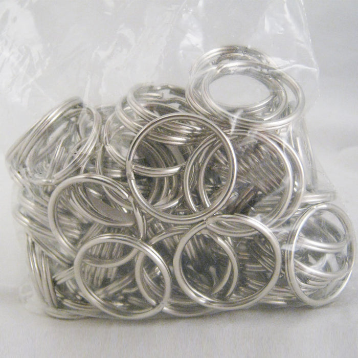 100 Pc 1" Key Rings Keyrings Key Chains Split Nickel Plated Double Loop New !