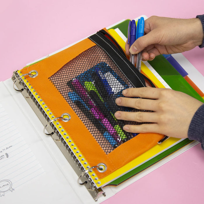 3 Pencil Zipper Pouch Pen Marker Holder Storage 3 Ring Binder Bag School Supply