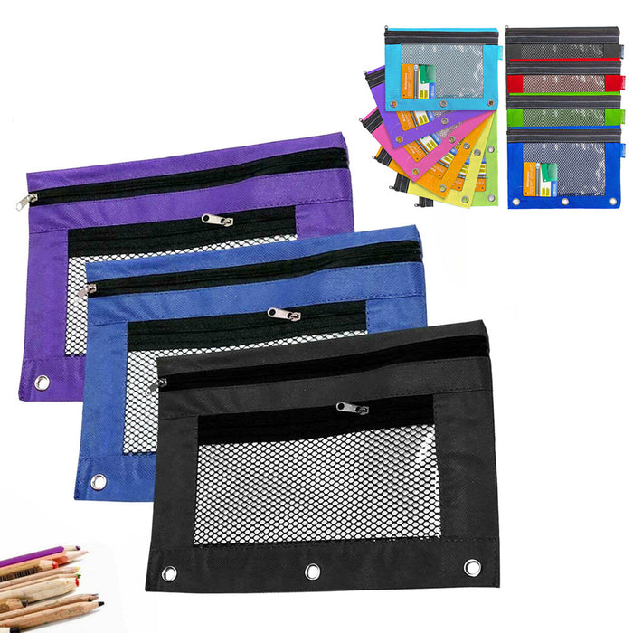 1 Pencil Zipper Pouch 3 Ring Binder Bag Pen Marker Storage Holder School Supply