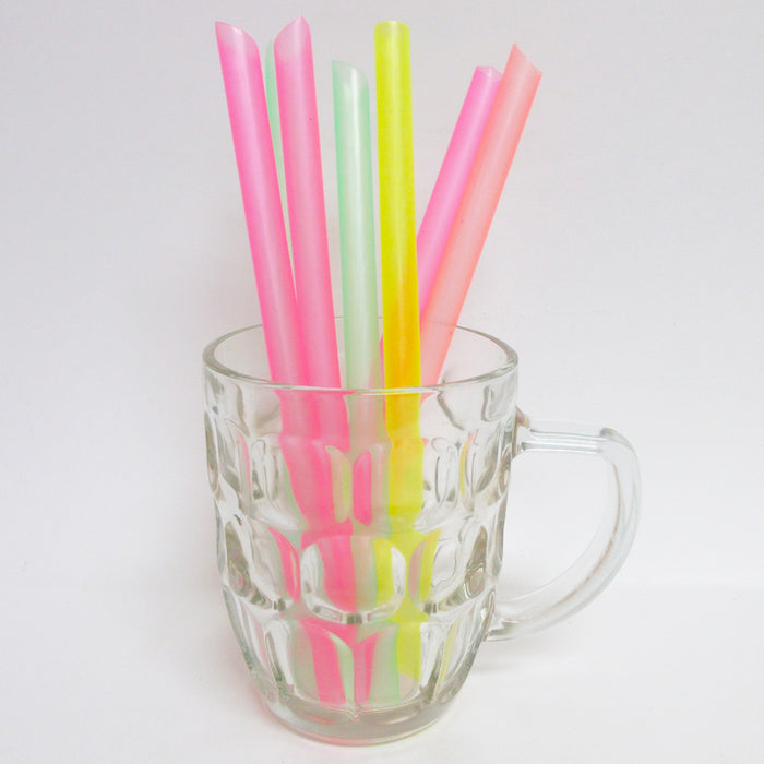 50 Pc Milkshake Straws Jumbo Smoothie Drinking Party Neon Large Thick Straw Boba