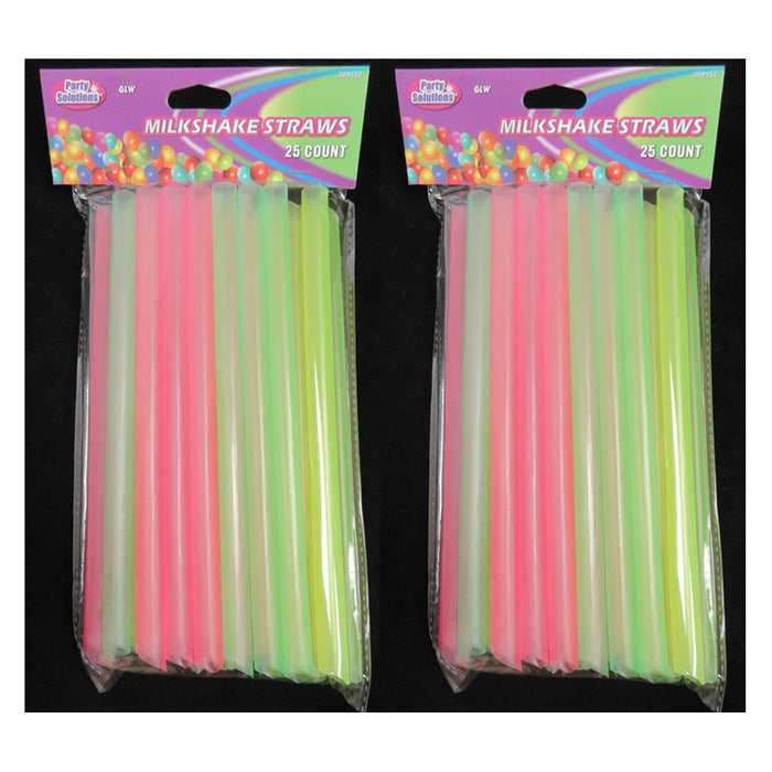 50 Pc Milkshake Straws Jumbo Smoothie Drinking Party Neon Large Thick Straw Boba