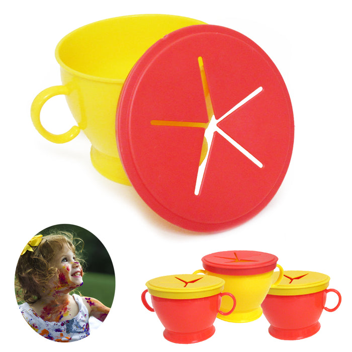 4 Pack Baby Snack Cup Spill Proof Kids Snack Catcher Lid Container BPA Free Bowl