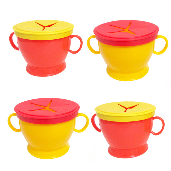 4 Pack Baby Snack Cup Spill Proof Kids Snack Catcher Lid Container BPA Free Bowl