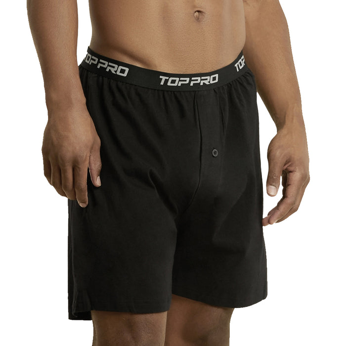 4 Mens Classic Knit Boxer Shorts Black 100% Cotton Underwear Comfort Soft Sz 2XL