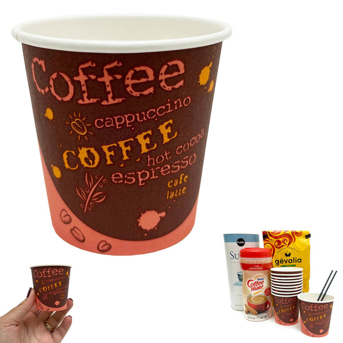 200 Pcs Paper Hot Coffee Cups Disposable Espresso Small 4 oz Travel To Go Cup