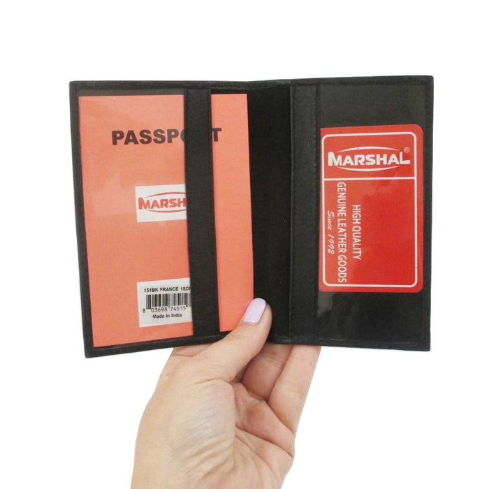 French Leather Passport Holder ID Credit Card Cover Case Travel Wallet France BK