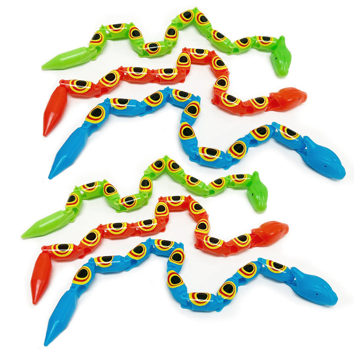 6 Pack Wiggly Jointed Snakes 13.5" Long Movable Pieces Party Favor Wiggle Snake
