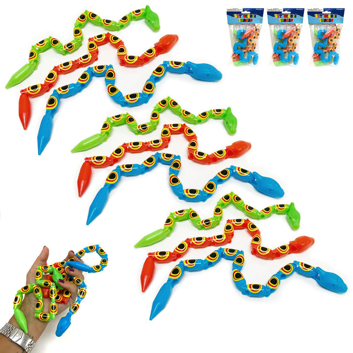 9 PCS Jointed Snake Toys Wiggle Plastic Snakes Party Favor Kids Sensory Toys