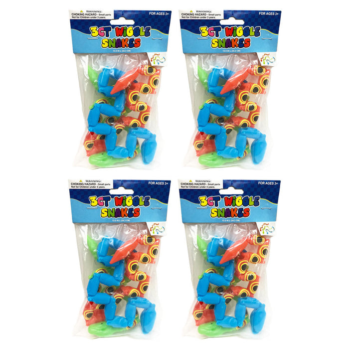 Set of 12 Wiggle Snake Toys Jointed Plastic Snakes Wiggly Birthday Party Favor
