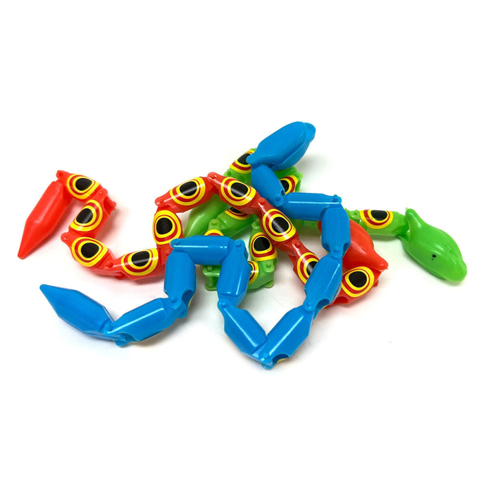 Set of 12 Wiggle Snake Toys Jointed Plastic Snakes Wiggly Birthday Party Favor