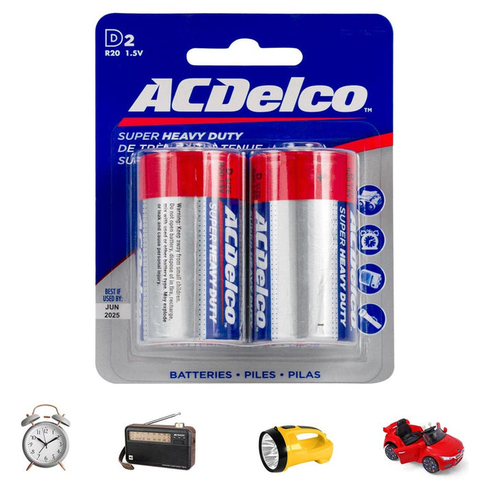 12 Heavy Duty AcDelco Batteries D2 R20 1.5V Alkaline Battery Electronics Devices