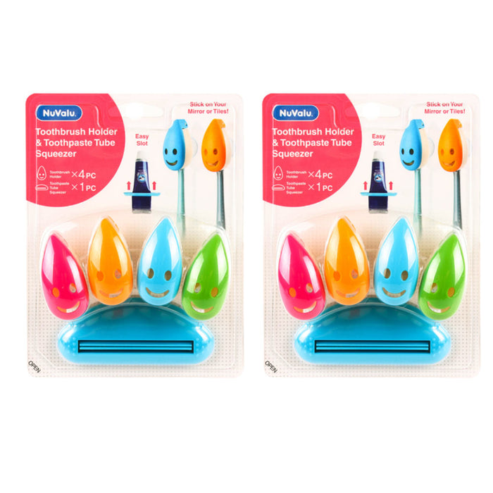 10 PC Set Toothbrush Caps Holder Toothpaste Squeezer Portable Suction Cup Kids