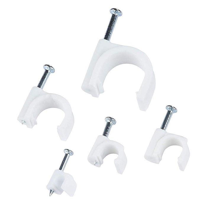 60 Round Cable Clip With Nail Cord Holder Wall Mounting Clip Tacks 7 8 9 10 12mm