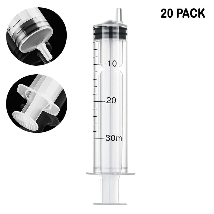 20 Pack Plastic Syringes 30ml Measure Liquid Medicine Dispensing Scientific Labs