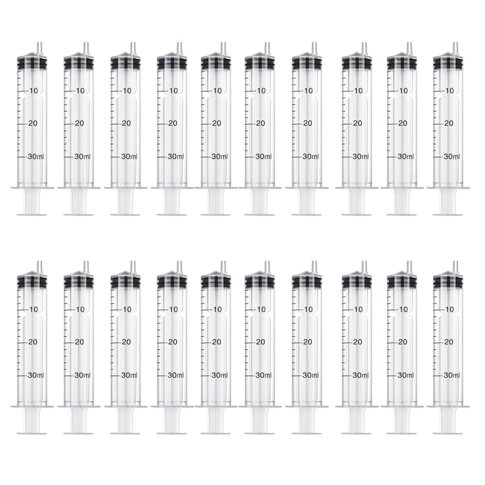 20 Pack Plastic Syringes 30ml Measure Liquid Medicine Dispensing Scientific Labs