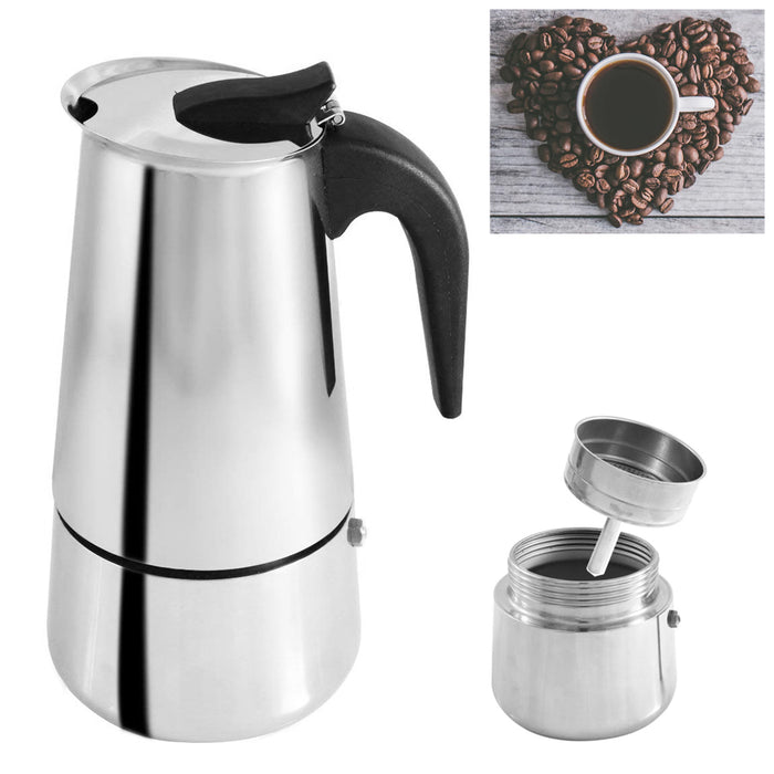 9 Cup Stovetop Coffee Maker Italian Espresso Stainless Steel Mocha Pot Cafeteria