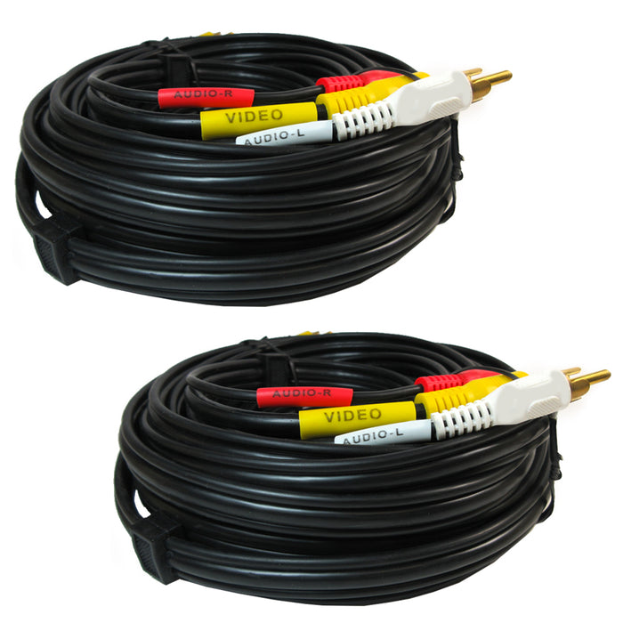 2Pk 3 RCA Premium 50FT Gold Plated Composite Extension Audio Video AV Cable Cord